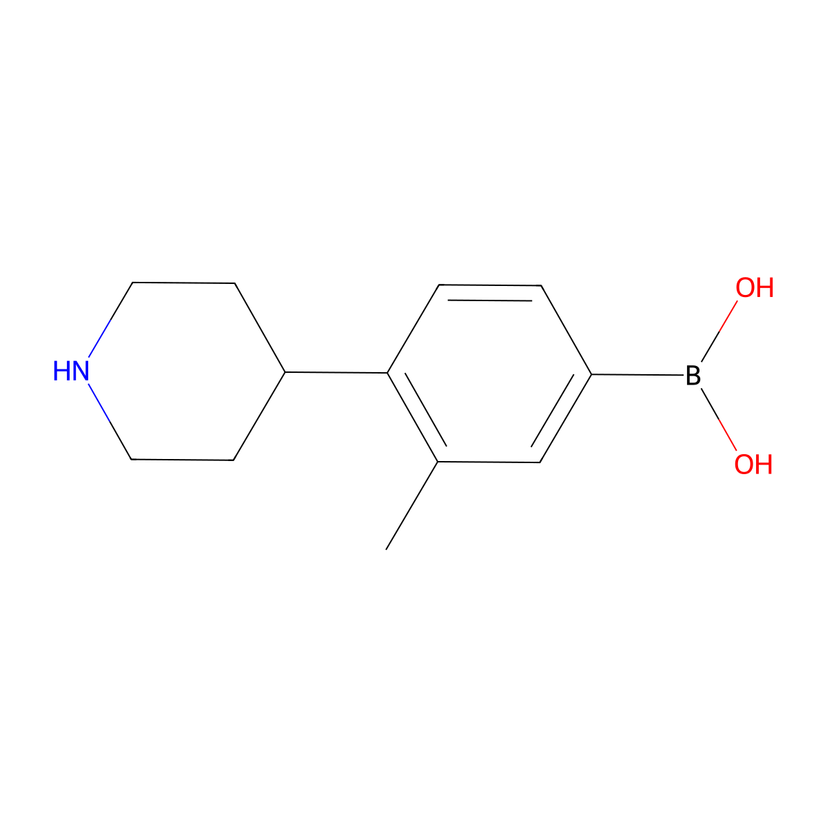 (3-Methyl-4-(piperidin-4-yl)phenyl)boronic acid molecular structure, CAS 2225176-55-4