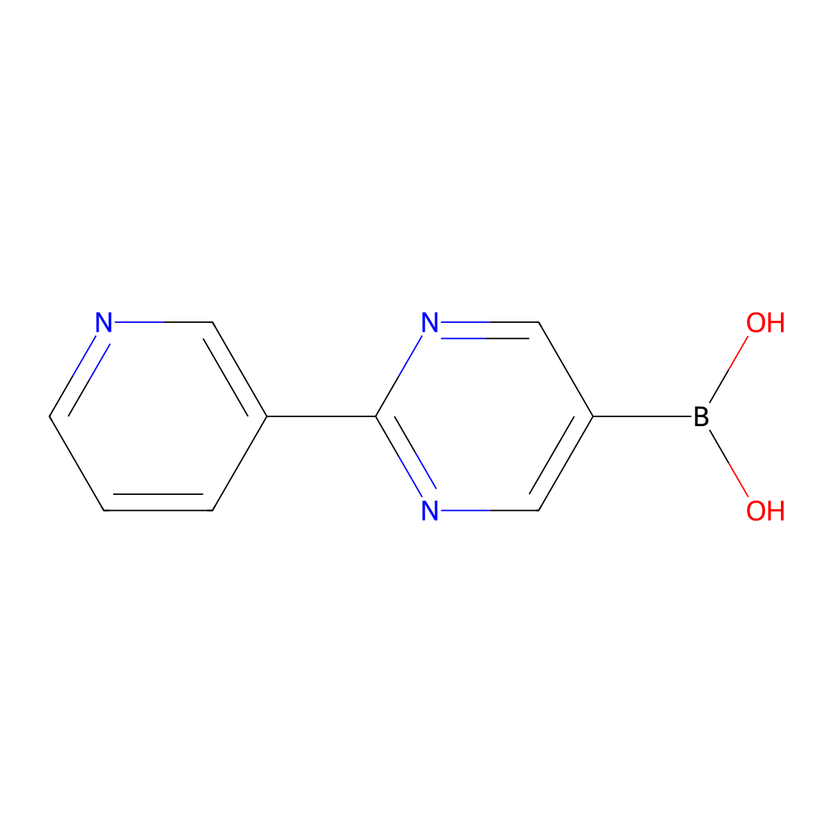 (2-(Pyridin-3-yl)pyrimidin-5-yl)boronic acid molecular structure, CAS 2225176-57-6