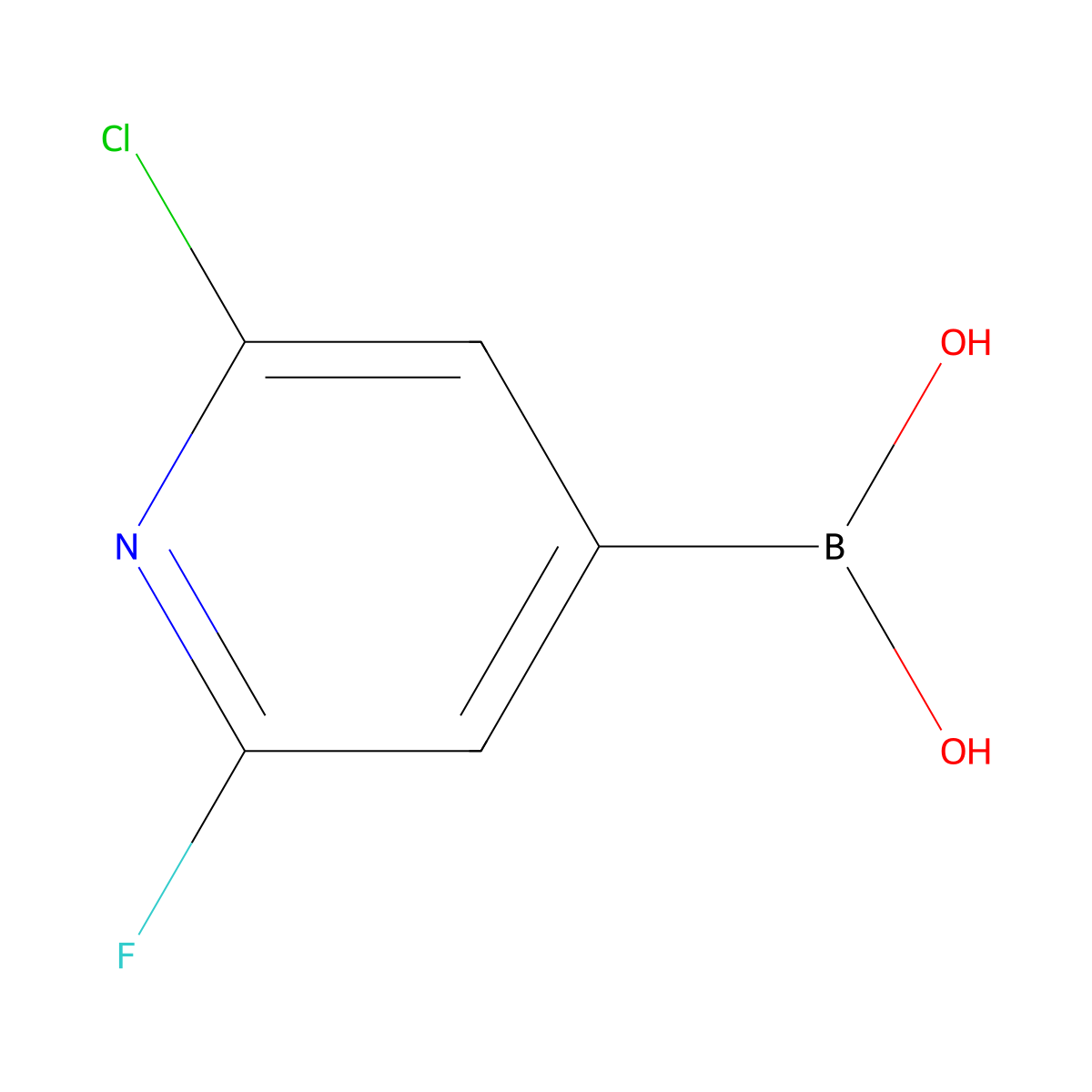 (2-Chloro-6-fluoropyridin-4-YL)boronic acid molecular structure, CAS 2225176-58-7
