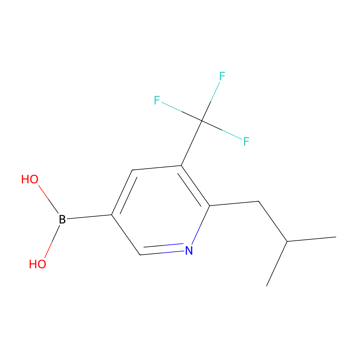 (6-Isobutyl-5-(trifluoromethyl)pyridin-3-yl)boronic acid molecular structure, CAS 2225176-60-1