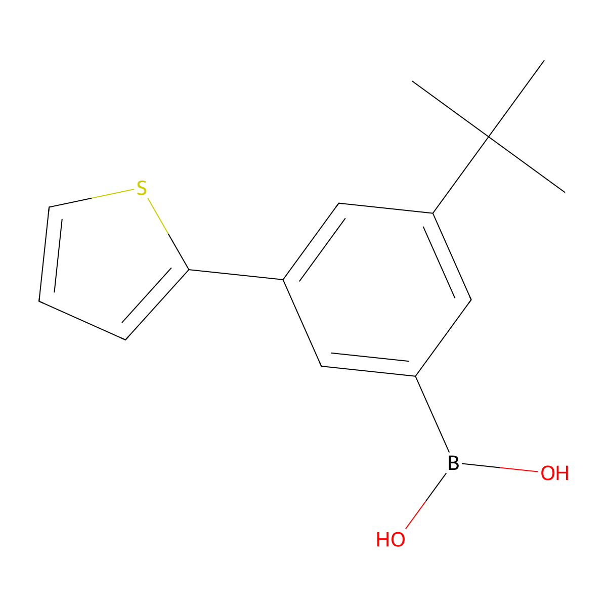 (3-(tert-Butyl)-5-(thiophen-2-yl)phenyl)boronic acid molecular structure, CAS 2225176-64-5