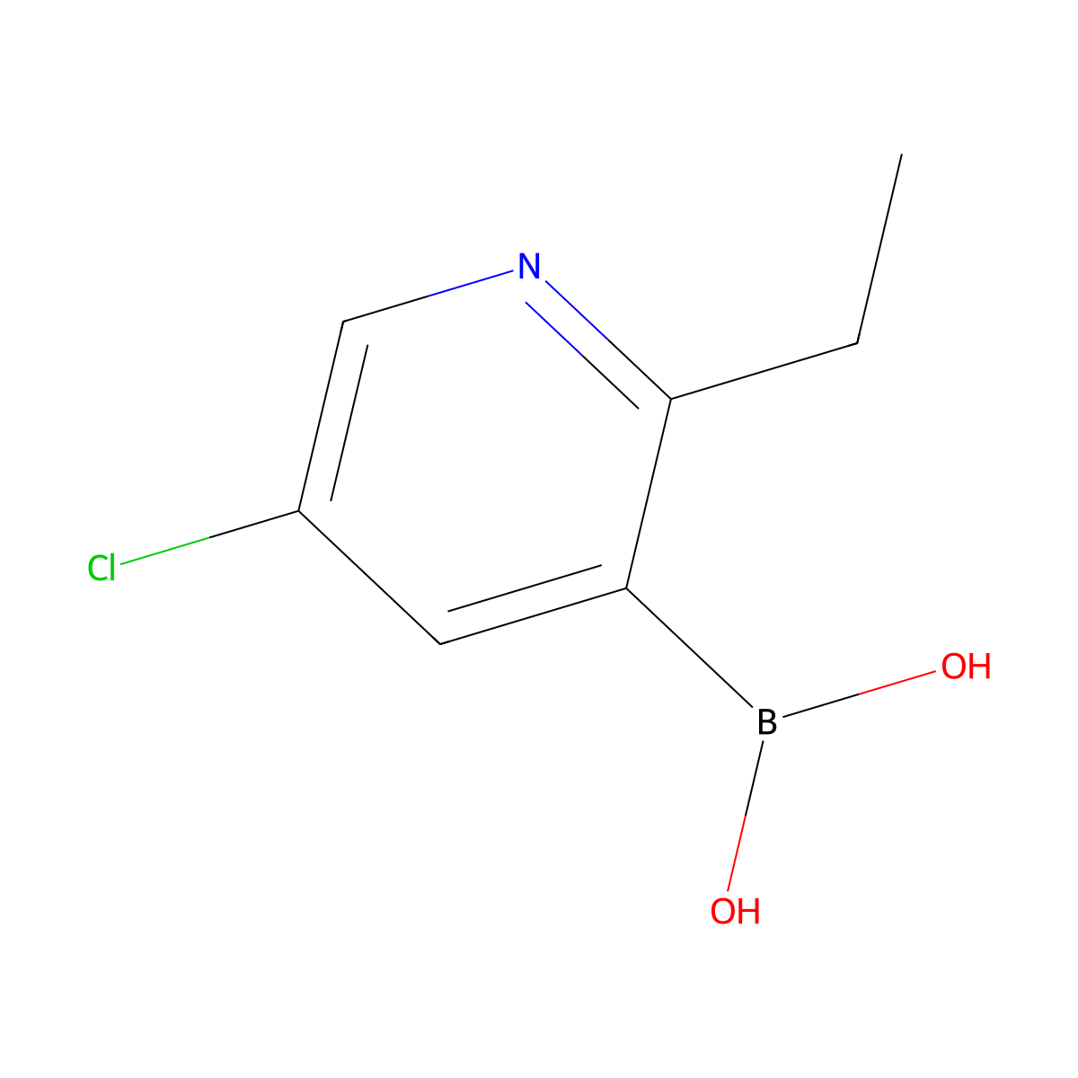 (5-Chloro-2-ethylpyridin-3-yl)boronic acid molecular structure, CAS 2225176-65-6