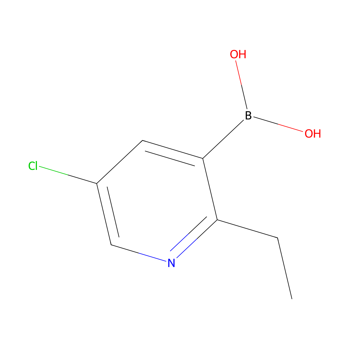 (5-Chloro-2-ethylpyridin-3-yl)boronic acid molecular structure, CAS 2225176-65-6