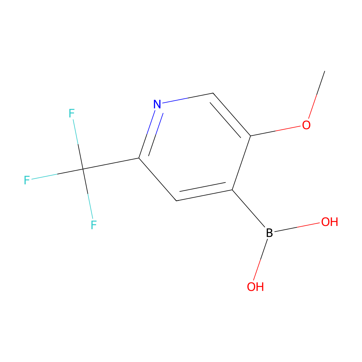 (5-Methoxy-2-(trifluoromethyl)pyridin-4-yl)boronic acid molecular structure, CAS 2225176-66-7
