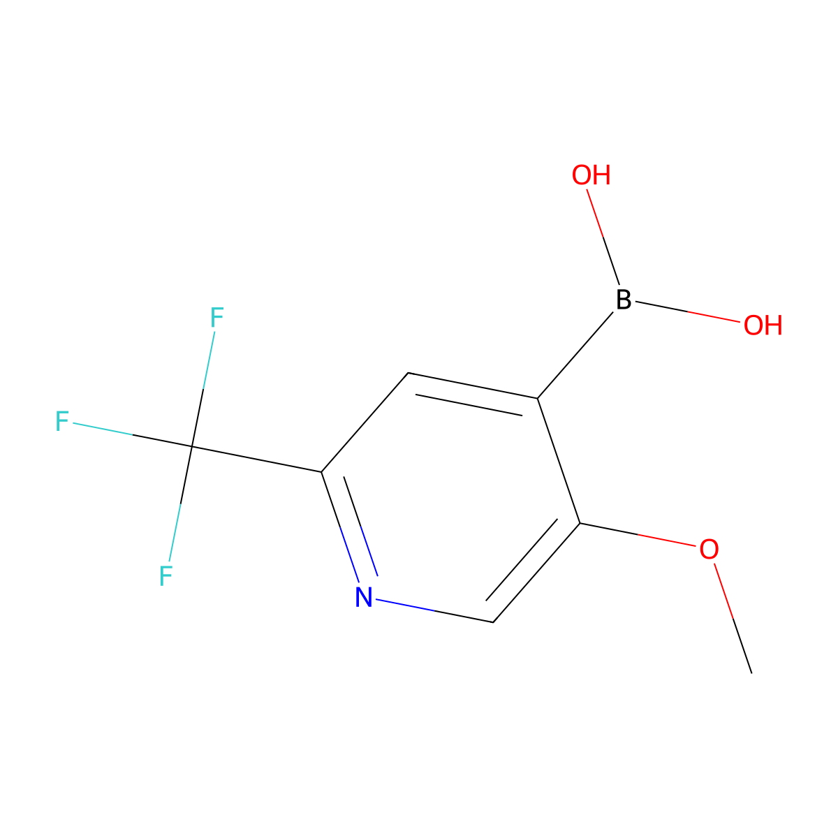 (5-Methoxy-2-(trifluoromethyl)pyridin-4-yl)boronic acid molecular structure, CAS 2225176-66-7