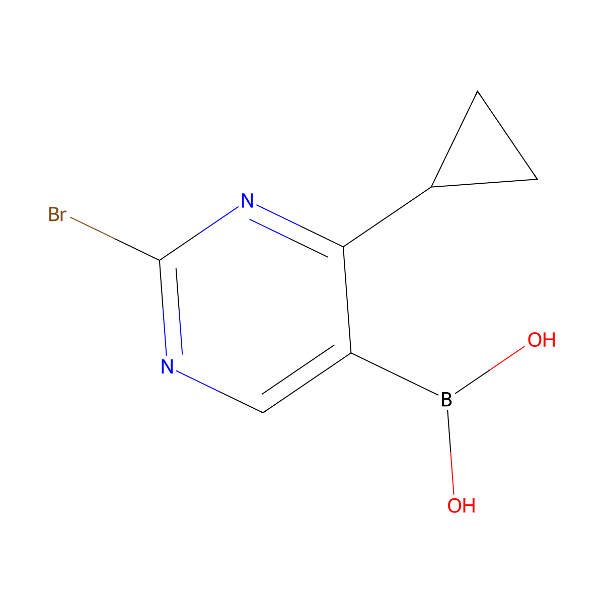 (2-Bromo-4-cyclopropylpyrimidin-5-yl)boronic acid molecular structure, CAS 2225176-67-8