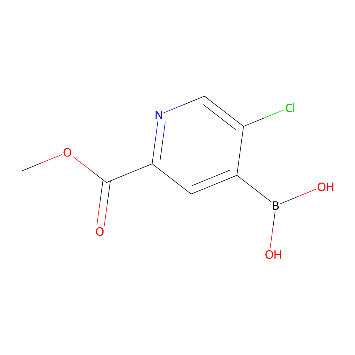 (5-Chloro-2-(methoxycarbonyl)pyridin-4-yl)boronic acid molecular structure, CAS 2225176-71-4