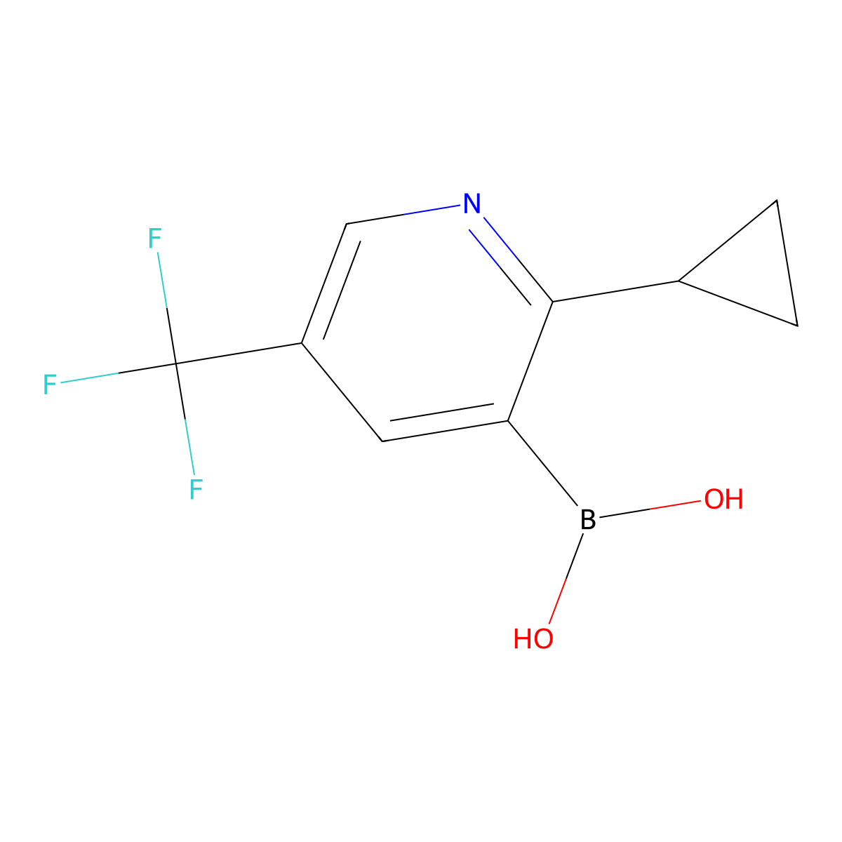 (2-Cyclopropyl-5-(trifluoromethyl)pyridin-3-yl)boronic acid molecular structure, CAS 2225176-76-9