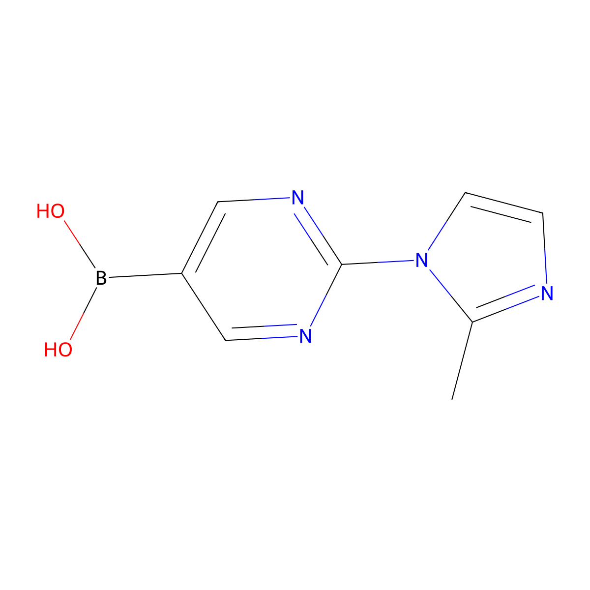 (2-(2-Methyl-1H-imidazol-1-yl)pyrimidin-5-yl)boronic acid molecular structure, CAS 2225176-84-9