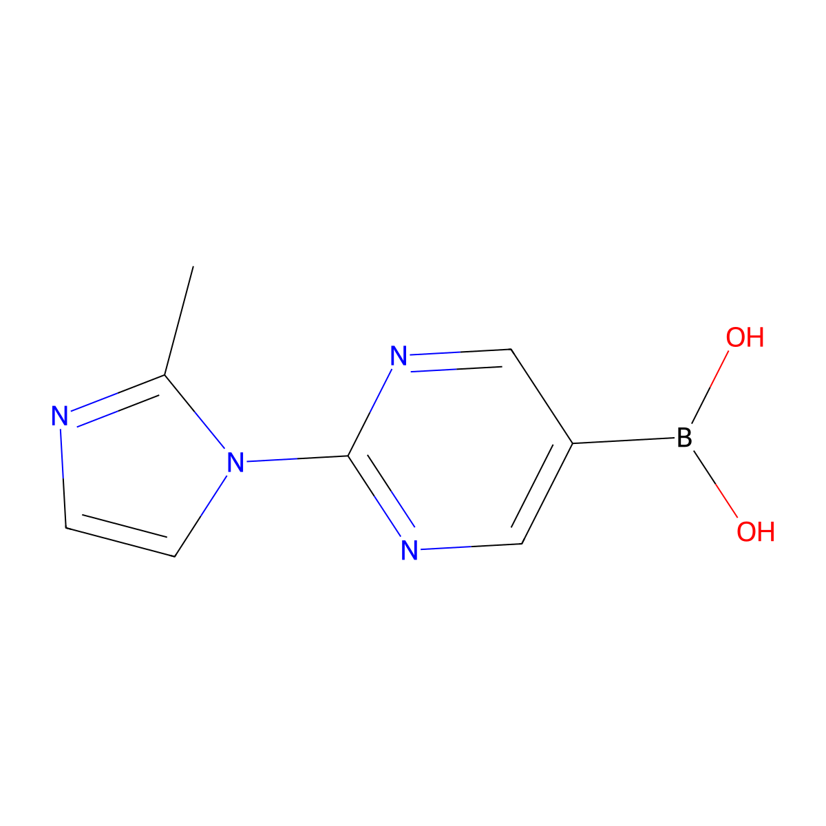 (2-(2-Methyl-1H-imidazol-1-yl)pyrimidin-5-yl)boronic acid molecular structure, CAS 2225176-84-9