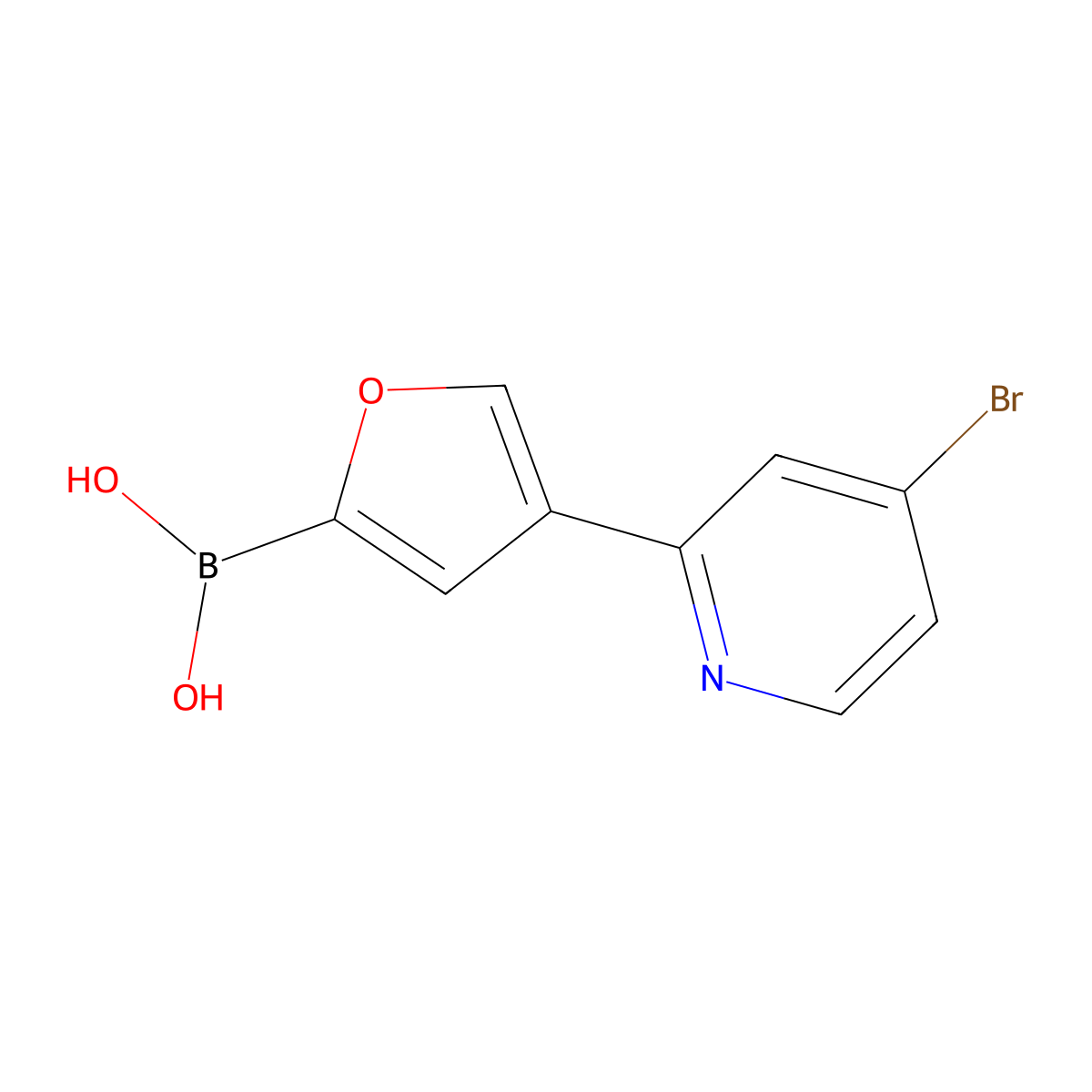 (4-(4-Bromopyridin-2-yl)furan-2-yl)boronic acid molecular structure, CAS 2225176-88-3
