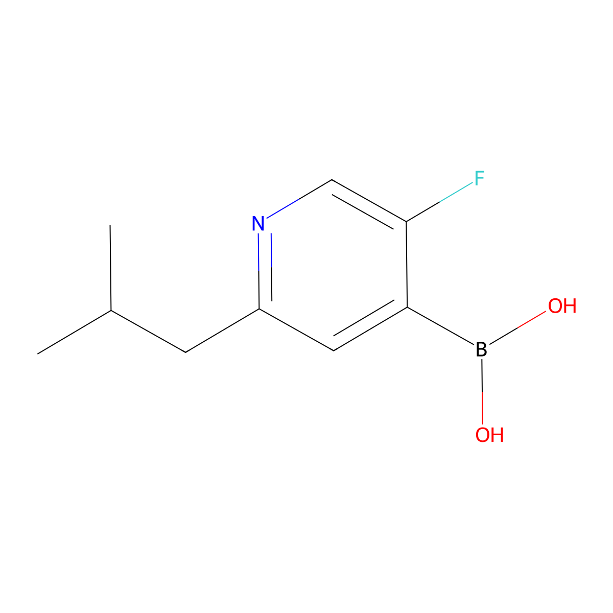 (5-Fluoro-2-isobutylpyridin-4-yl)boronic acid molecular structure, CAS 2225176-91-8