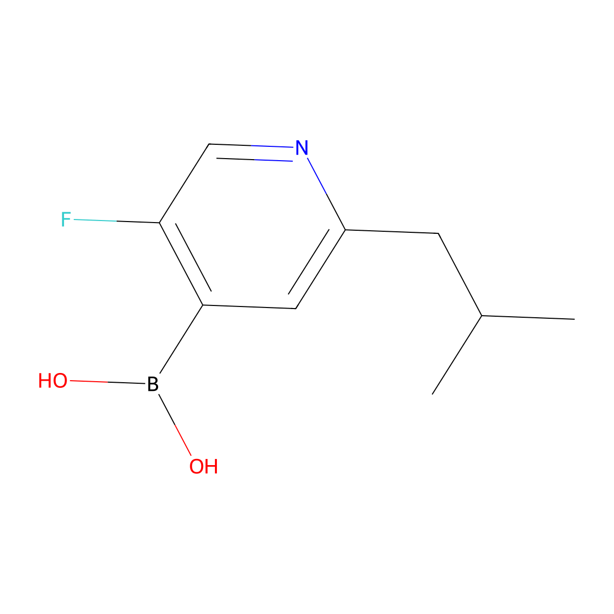 (5-Fluoro-2-isobutylpyridin-4-yl)boronic acid molecular structure, CAS 2225176-91-8