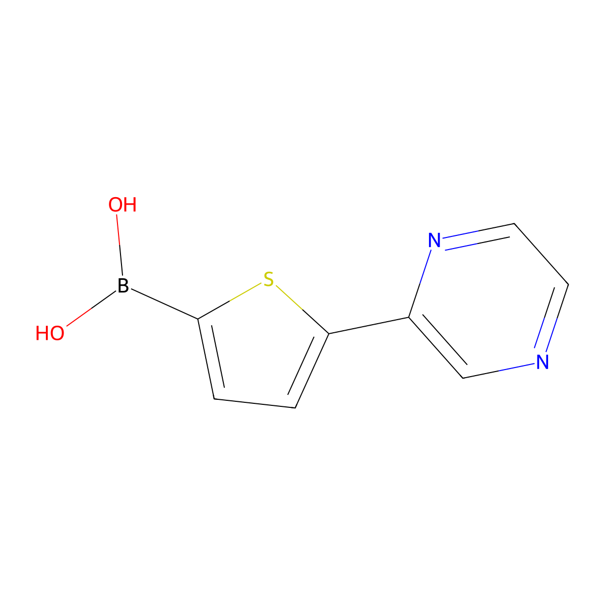 (5-(Pyrazin-2-yl)thiophen-2-yl)boronic acid molecular structure, CAS 2225176-94-1