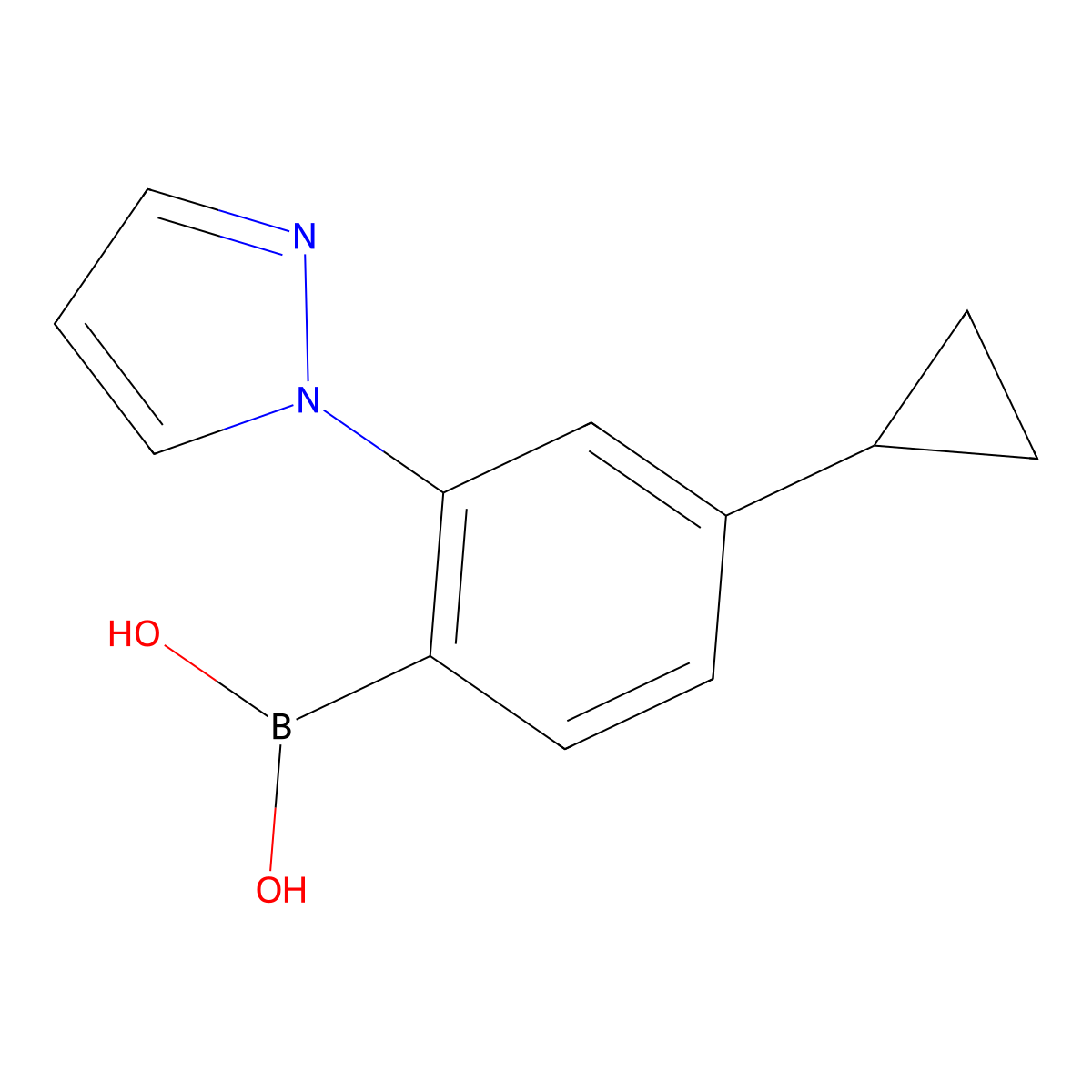 (4-Cyclopropyl-2-(1H-pyrazol-1-yl)phenyl)boronic acid molecular structure, CAS 2225176-95-2