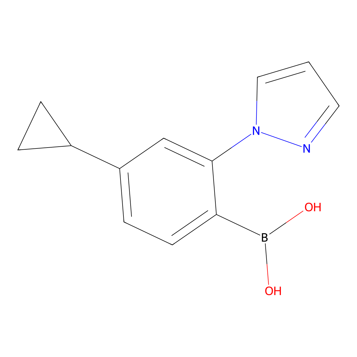 (4-Cyclopropyl-2-(1H-pyrazol-1-yl)phenyl)boronic acid molecular structure, CAS 2225176-95-2