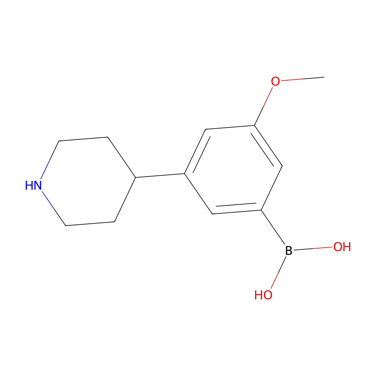 (3-Methoxy-5-(piperidin-4-yl)phenyl)boronic acid molecular structure, CAS 2225176-96-3