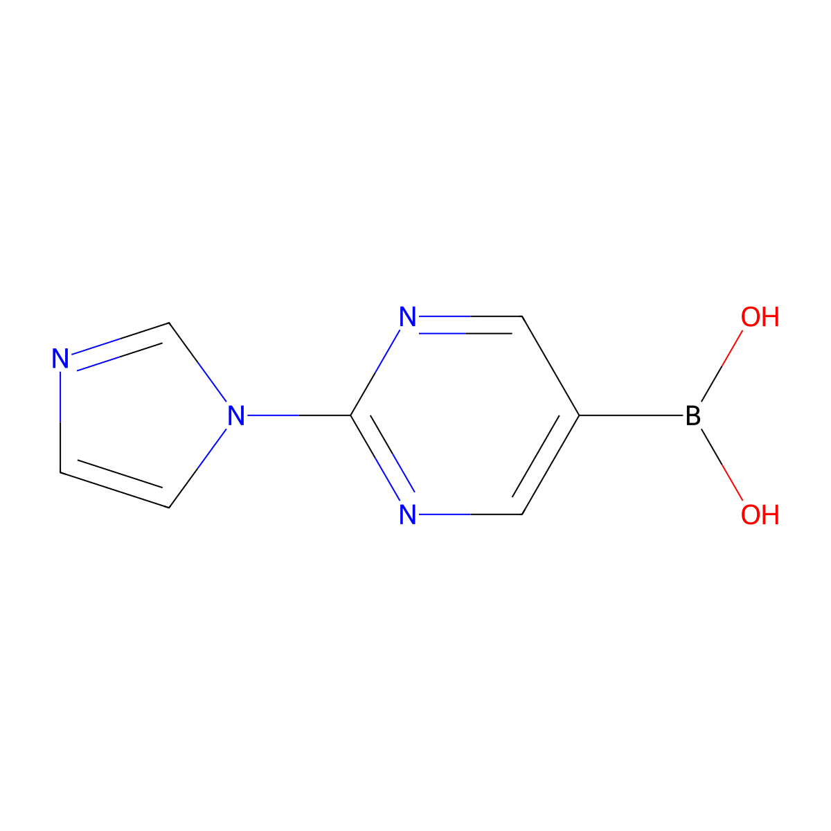 (2-(1H-Imidazol-1-YL)pyrimidin-5-YL)boronic acid molecular structure, CAS 2225176-97-4