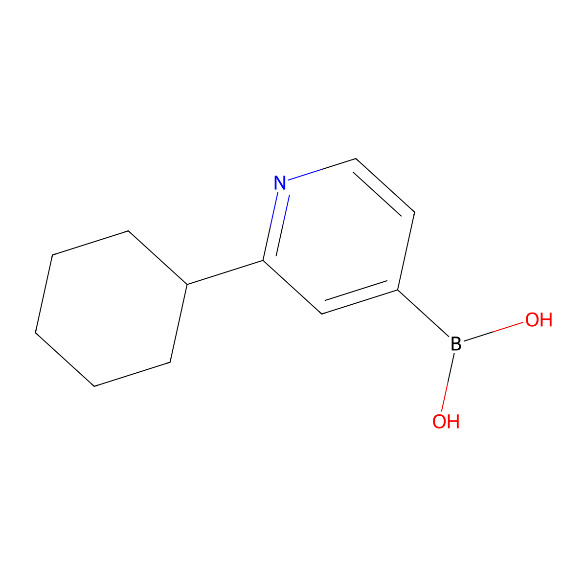 (2-Cyclohexylpyridin-4-yl)boronic acid molecular structure, CAS 2225177-02-4