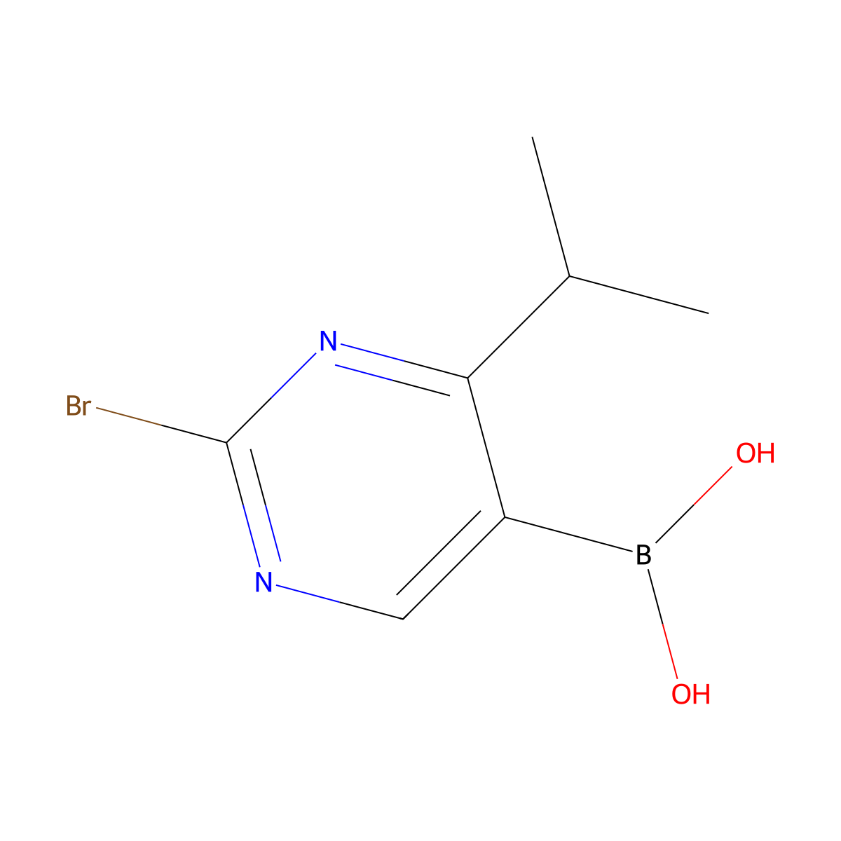 (2-Bromo-4-isopropylpyrimidin-5-yl)boronic acid molecular structure, CAS 2225177-03-5