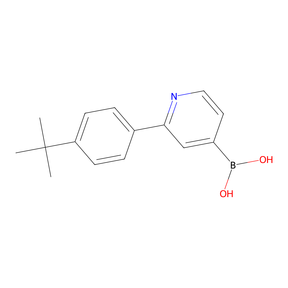 (2-(4-(tert-Butyl)phenyl)pyridin-4-yl)boronic acid molecular structure, CAS 2225177-05-7