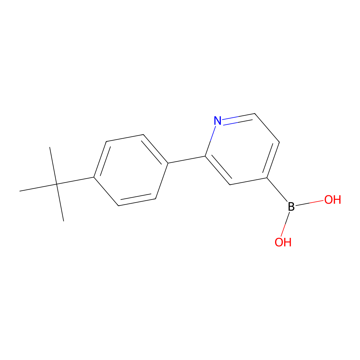 (2-(4-(tert-Butyl)phenyl)pyridin-4-yl)boronic acid molecular structure, CAS 2225177-05-7