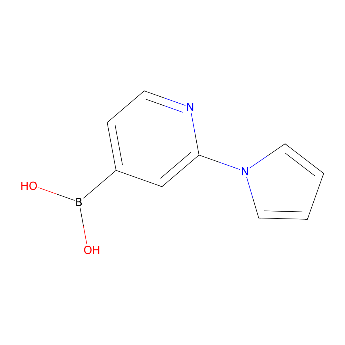 (2-(1H-Pyrrol-1-yl)pyridin-4-yl)boronic acid molecular structure, CAS 2225177-06-8