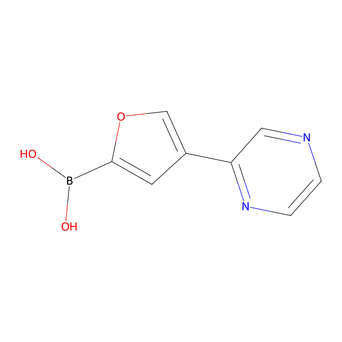 (4-(Pyrazin-2-yl)furan-2-yl)boronic acid molecular structure, CAS 2225177-07-9