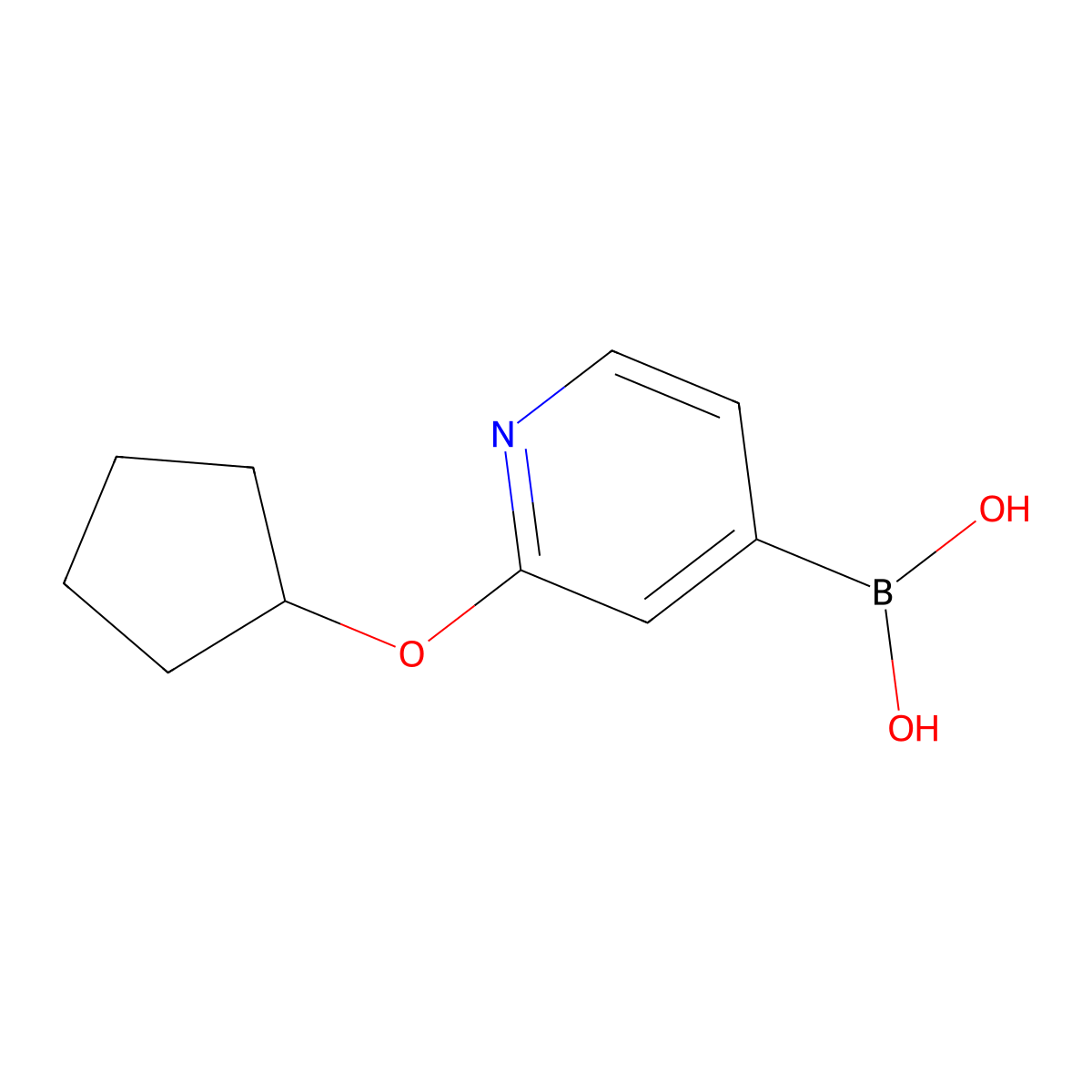 (2-(Cyclopentyloxy)pyridin-4-yl)boronic acid molecular structure, CAS 2225177-11-5