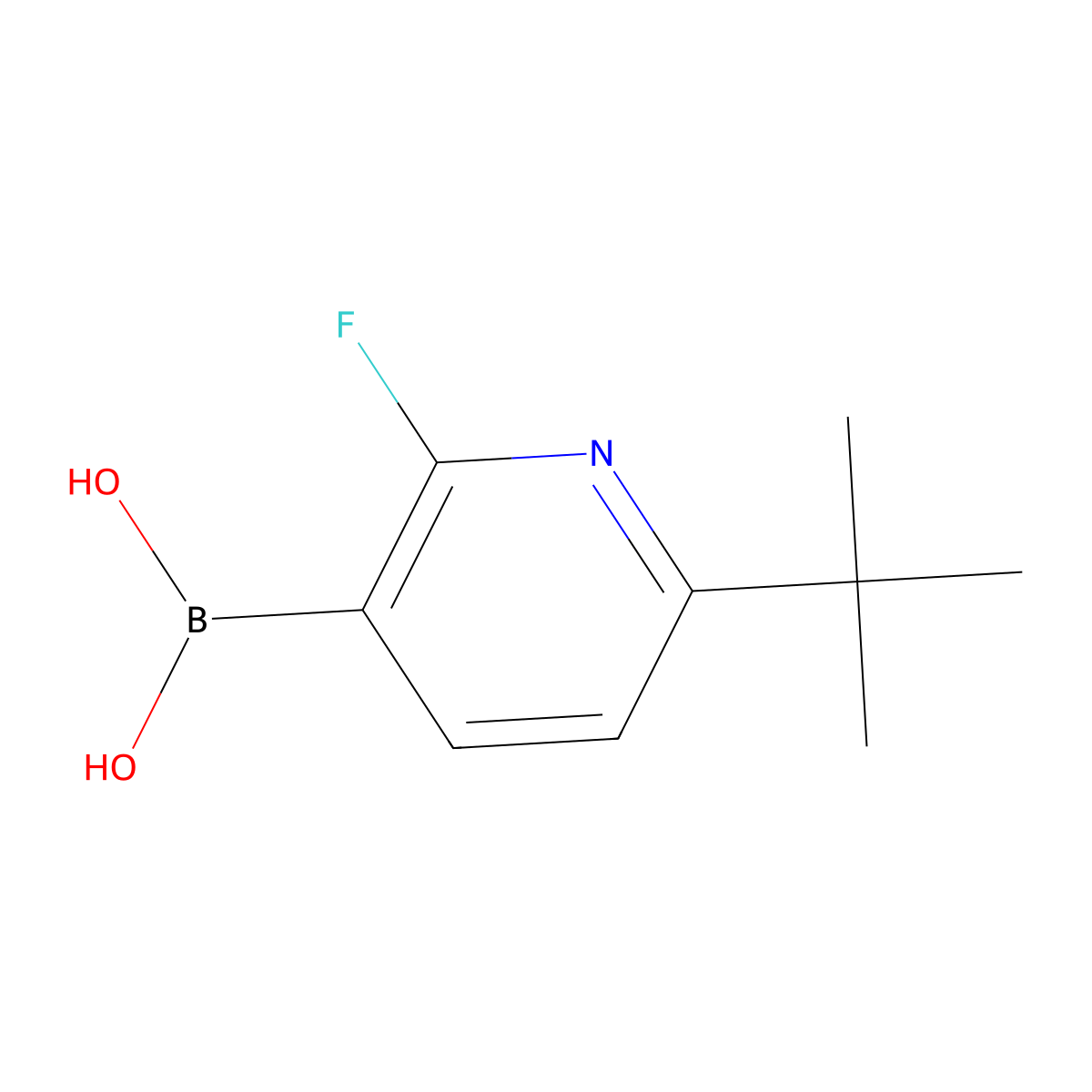 (6-(Tert-butyl)-2-fluoropyridin-3-yl)boronic acid molecular structure, CAS 2225177-12-6
