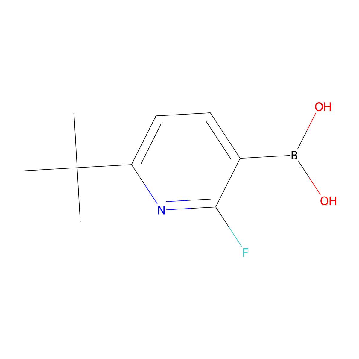 (6-(Tert-butyl)-2-fluoropyridin-3-yl)boronic acid molecular structure, CAS 2225177-12-6