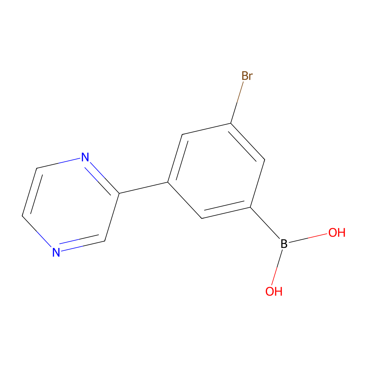 (3-Bromo-5-(pyrazin-2-yl)phenyl)boronic acid molecular structure, CAS 2225177-13-7