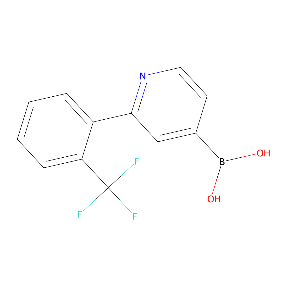(2-(2-(Trifluoromethyl)phenyl)pyridin-4-yl)boronic acid molecular structure, CAS 2225177-15-9