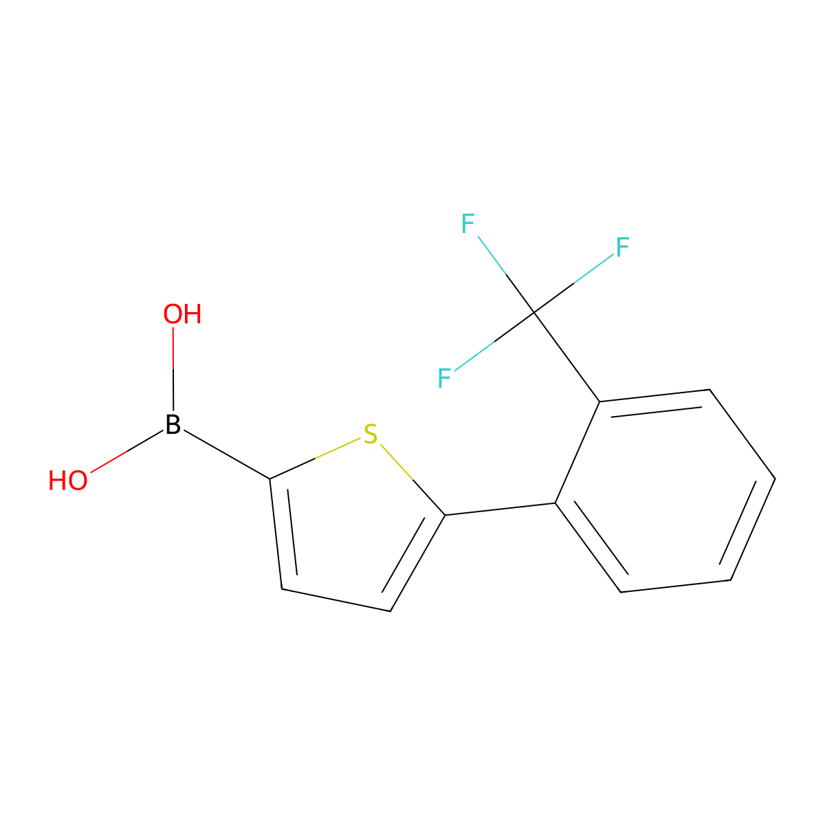 (5-(2-(Trifluoromethyl)phenyl)thiophen-2-yl)boronic acid molecular structure, CAS 2225177-18-2