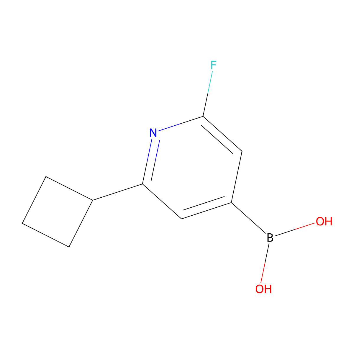 (2-Cyclobutyl-6-fluoropyridin-4-yl)boronic acid molecular structure, CAS 2225177-19-3