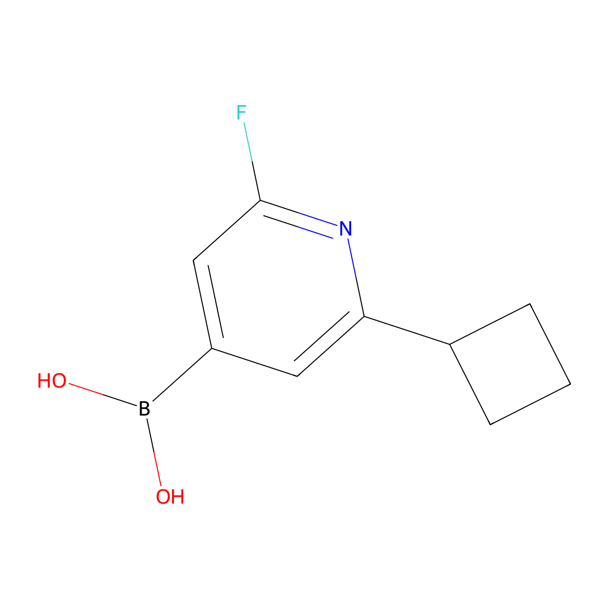 (2-Cyclobutyl-6-fluoropyridin-4-yl)boronic acid molecular structure, CAS 2225177-19-3