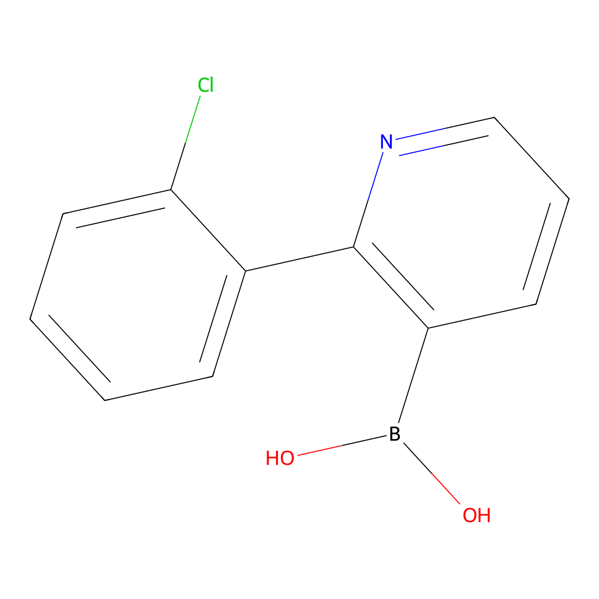 2-(2-Chlorophenyl)pyridine-3-boronic acid molecular structure, CAS 2225177-21-7
