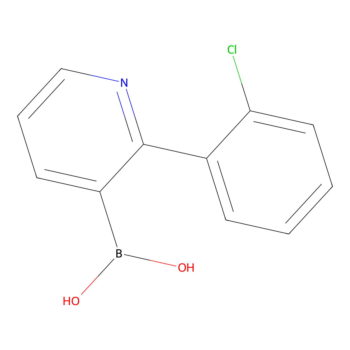 2-(2-Chlorophenyl)pyridine-3-boronic acid molecular structure, CAS 2225177-21-7