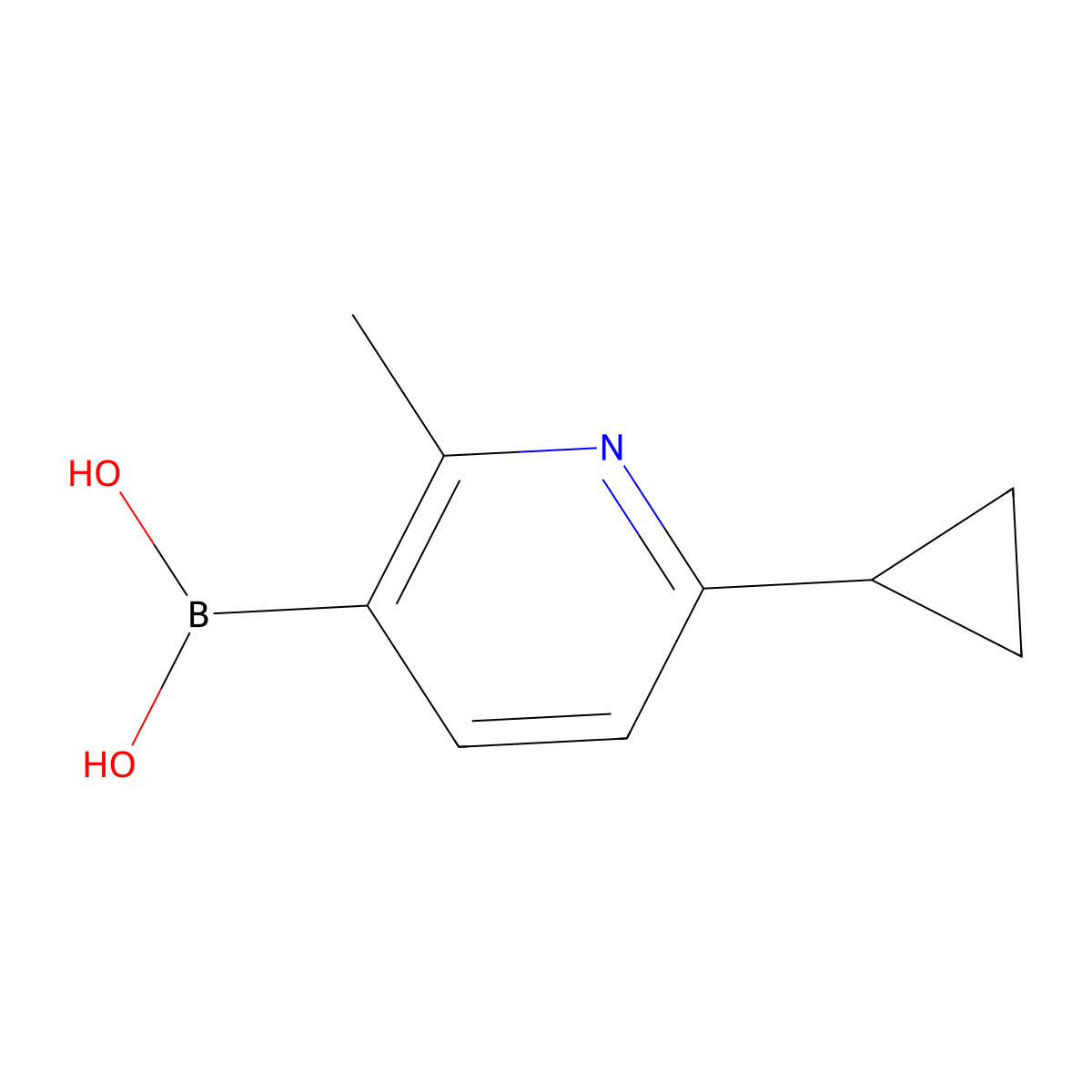 (6-Cyclopropyl-2-methylpyridin-3-yl)boronic acid molecular structure, CAS 2225177-22-8