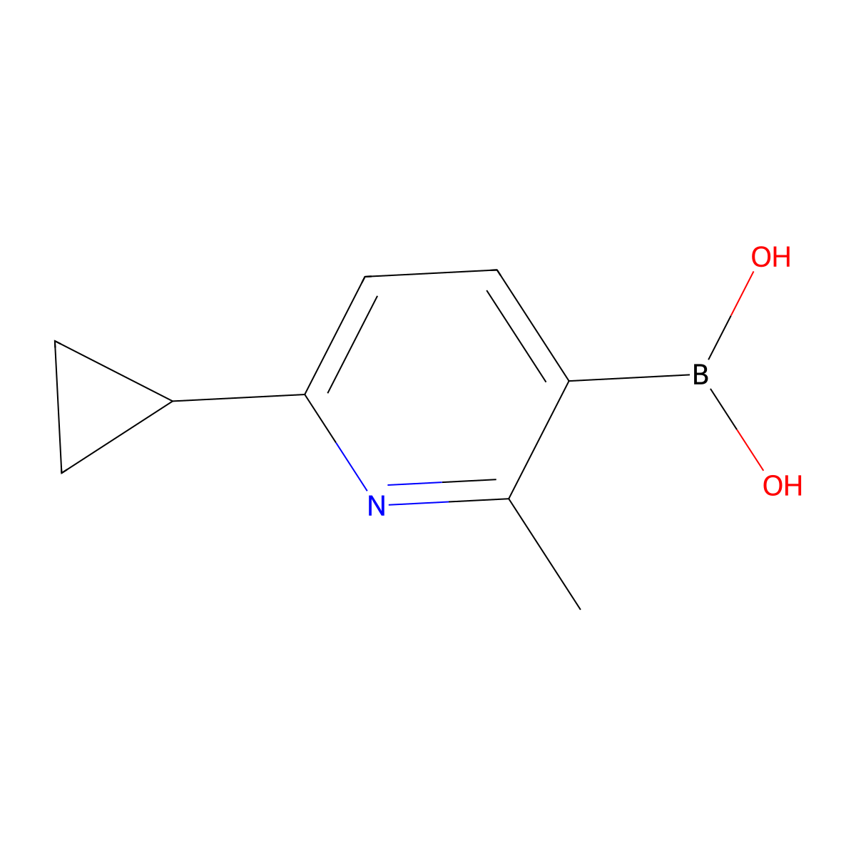 (6-Cyclopropyl-2-methylpyridin-3-yl)boronic acid molecular structure, CAS 2225177-22-8