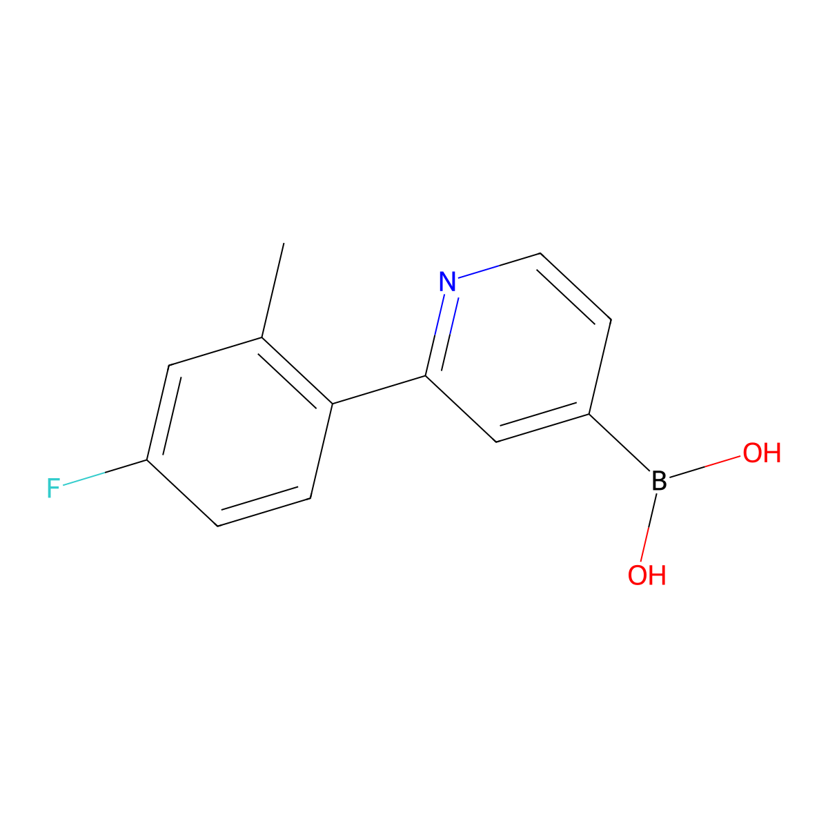 (2-(4-Fluoro-2-methylphenyl)pyridin-4-yl)boronic acid molecular structure, CAS 2225177-23-9