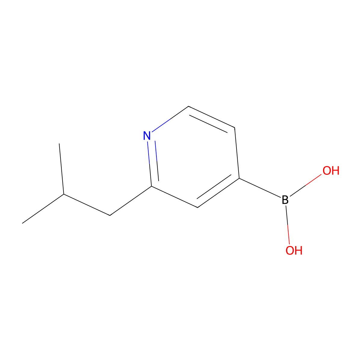 (2-Isobutylpyridin-4-yl)boronic acid molecular structure, CAS 2225177-31-9