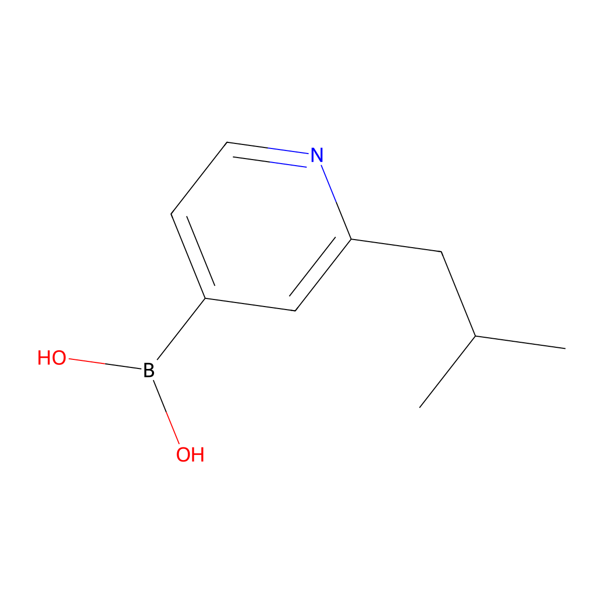 (2-Isobutylpyridin-4-yl)boronic acid molecular structure, CAS 2225177-31-9