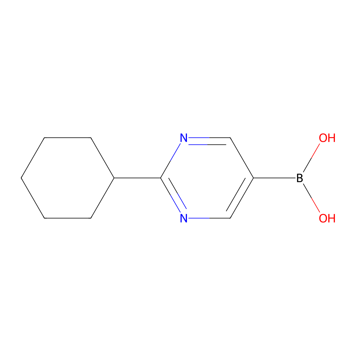 (2-Cyclohexylpyrimidin-5-yl)boronic acid molecular structure, CAS 2225177-34-2