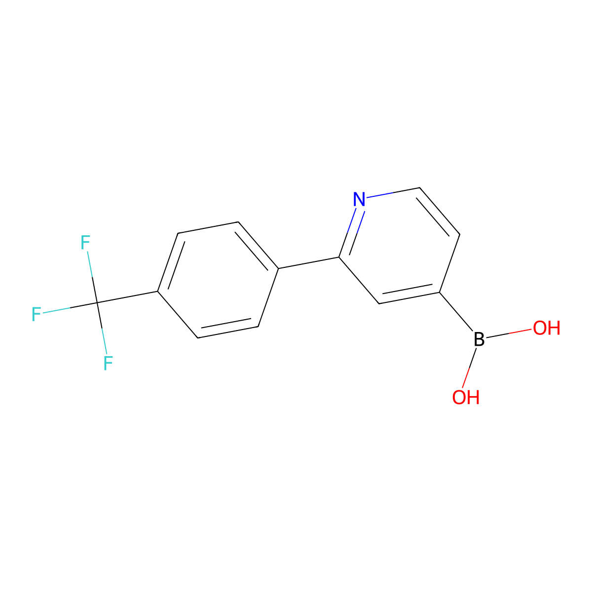 (2-(4-(Trifluoromethyl)phenyl)pyridin-4-yl)boronic acid molecular structure, CAS 2225177-35-3