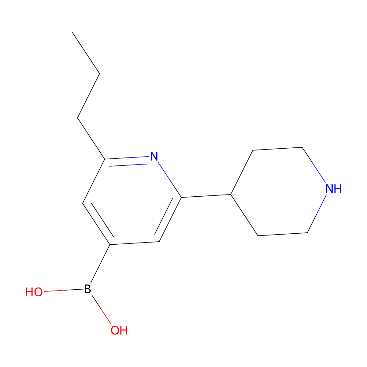 (2-(Piperidin-4-yl)-6-propylpyridin-4-yl)boronic acid molecular structure, CAS 2225177-45-5