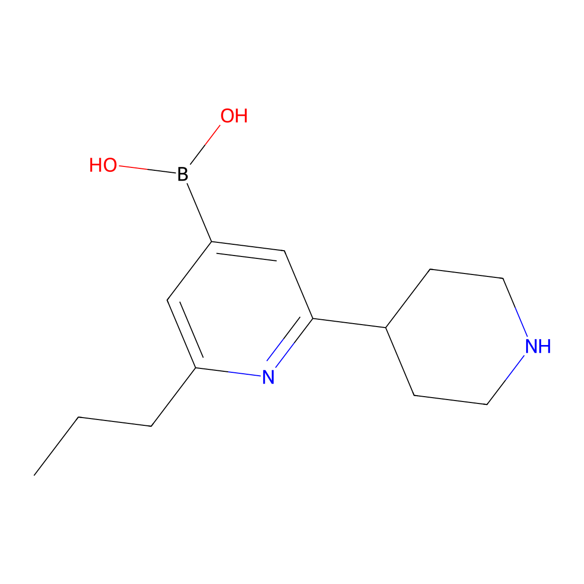 (2-(Piperidin-4-yl)-6-propylpyridin-4-yl)boronic acid molecular structure, CAS 2225177-45-5