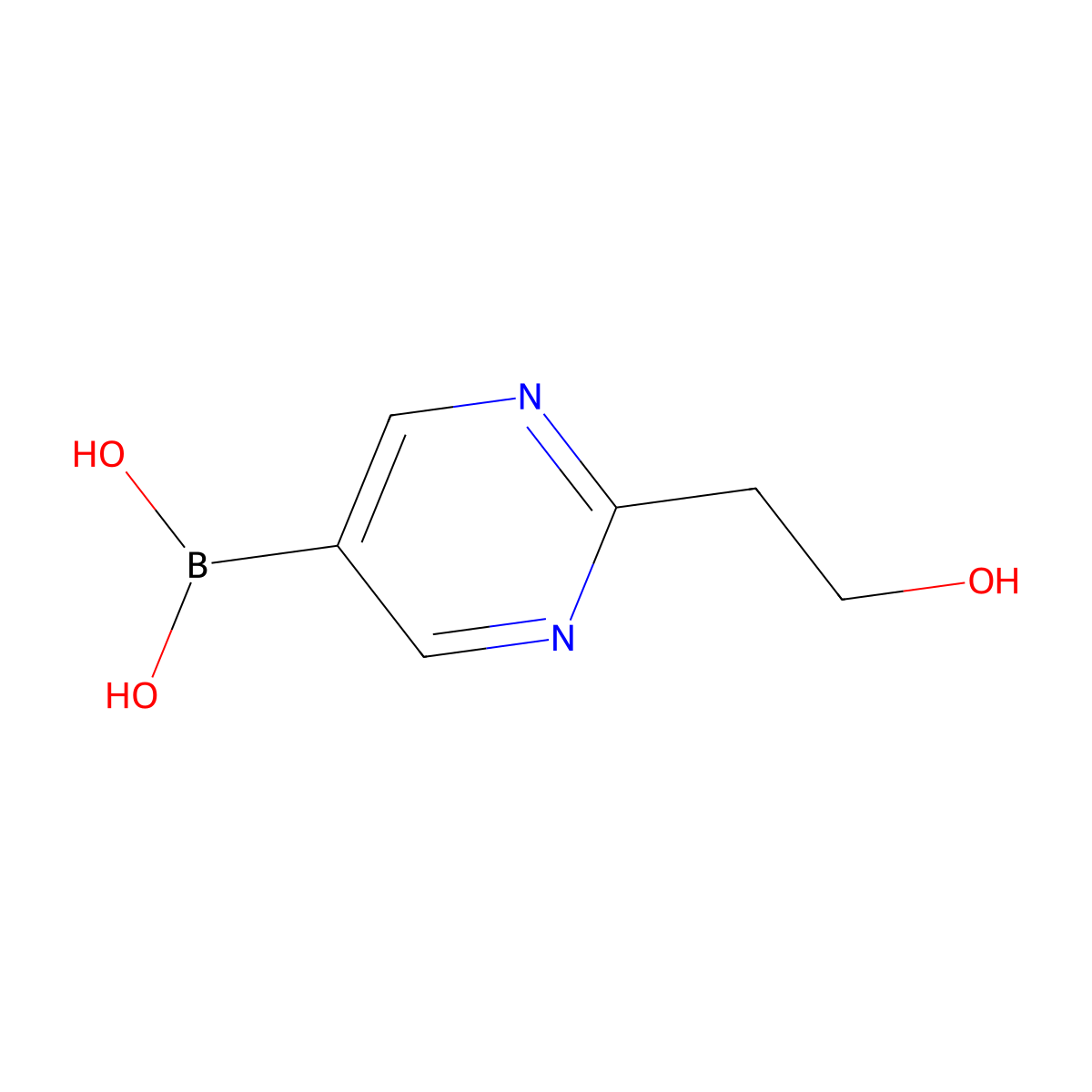 2-(2-Hydroxyethyl)pyrimidine-5-boronic acid molecular structure, CAS 2225177-48-8