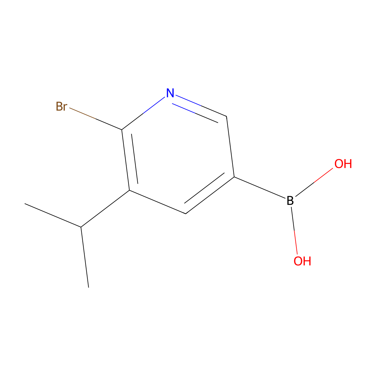 6-Bromo-5-(iso-propyl)pyridine-3-boronic acid molecular structure, CAS 2225177-49-9