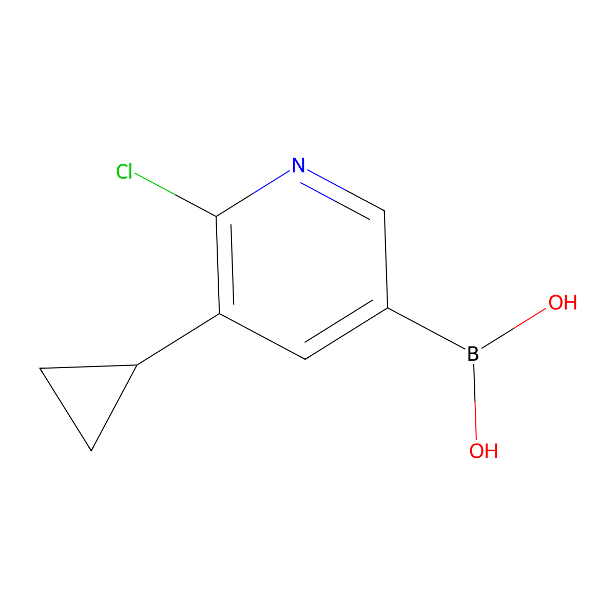 6-Chloro-5-(cyclopropyl)pyridine-3-boronic acid molecular structure, CAS 2225177-51-3